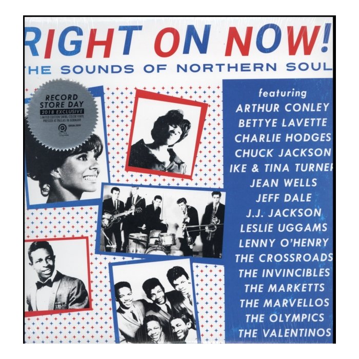 VARIOUS ARTISTS - RIGHT ON NOW! THE SOUNDS OF NORTHERN SOUL (RED WHITE & BLUE SWIRL VINYL)