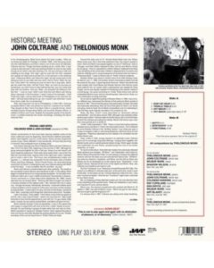 MONK,THELONIOUS WITH JOHN COLTRANE - HISTORIC MEETING JOHN COLTRANE & THELONIOUS MONK (180G/VIRGIN VINYL PRESSING FOR SUPER FIDELITY)