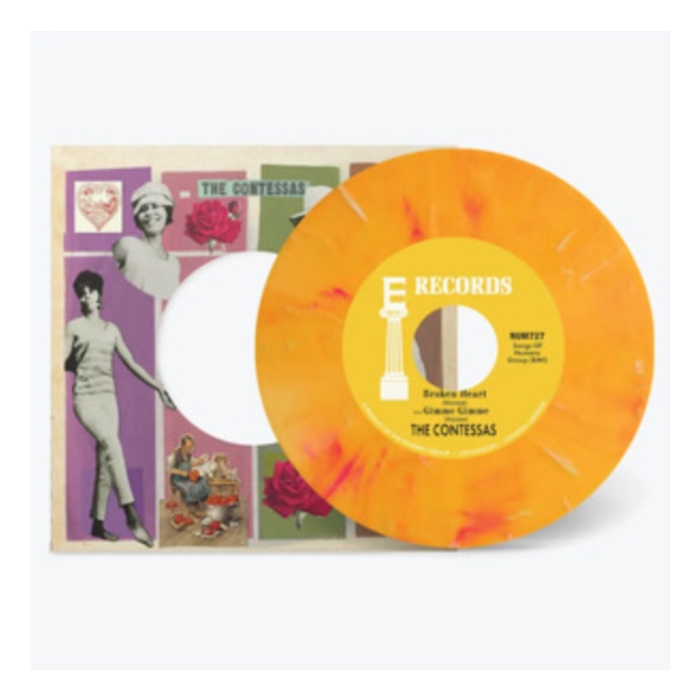 CONTESSAS - BROKEN HEART B/W GIMME GIMME (OPAQUE PEACH & WHITE MARBLE 7INCH)