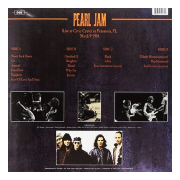 PEARL JAM - LIVE AT CIVIC CENTER IN PENSACOLA FL MARCH 9TH 1994 (YELLOW VINYL)