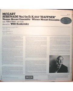 Mozart*, Vienna Mozart Ensemble* = Wiener Mozart Ensemble, Willi Boskovsky ‎– Serenade No.7 In D, K.250 "Haffner"