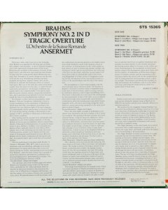 Johannes Brahms, L'Orchestre De La Suisse Romande, Ernest Ansermet - Symphony No. 2 In D ∙Tragic Overture