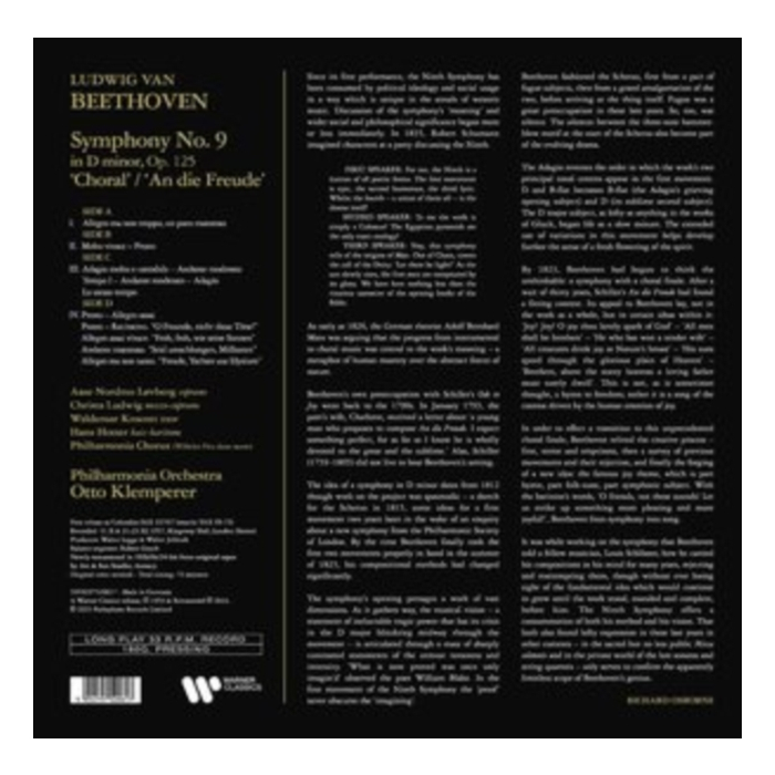 Otto Klemperer - Beethoven Symphony No 9 Choral (2Lp)